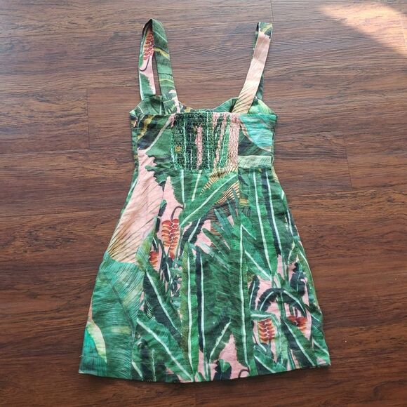 NWT FARM Rio 100% Linen Tropical Chic Trendy Amazonia Forest Mini Dress Size XS - Picture 13 of 14